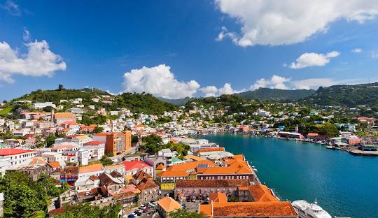 Colorful Caribbean town near the ocean